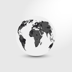 World map. Earth. Globe. Modern Monochrome World map Vector Illustration.