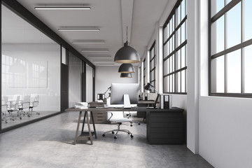 Row of tables and conference rooms