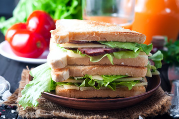 homemade sandwich with a salad