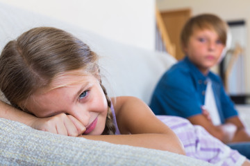 Children’s quarrel indoor.