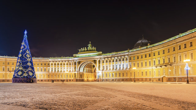 Christmas decoration of the Palace Square in St. Petersburg