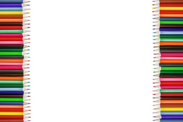 colored pencils on white background
