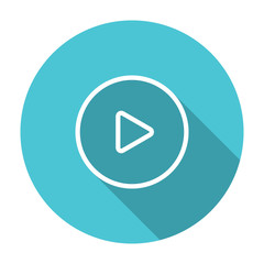 thin line, flat video play icon on white background