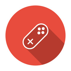 thin line, flat gamepad, joystick icon on white background