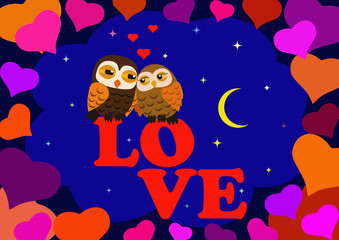 Naklejka premium Love Two owls