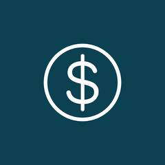 thin line coins icon on blue background