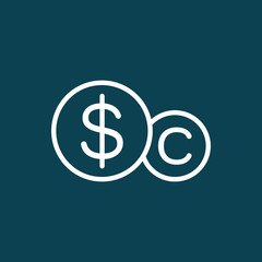 thin line coins icon on blue background