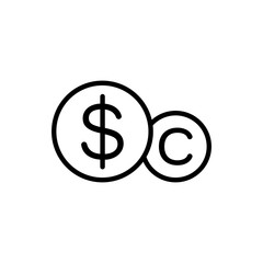 thin line coins icon on white background