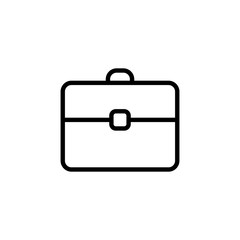 thin line briefcase, portfolio icon on white background