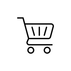 thin line shopping card, trolley icon on white background