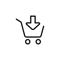 thin line shopping card, trolley icon on white background