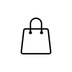 thin line shopping bag icon on white background