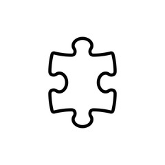 thin line puzzle icon on white background