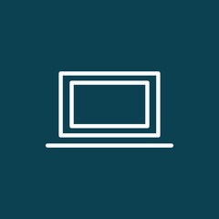 thin line laptop icon on blue background