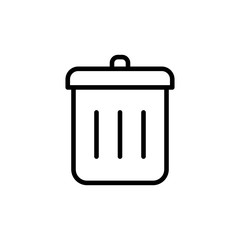 thin line trash bin icon on white background