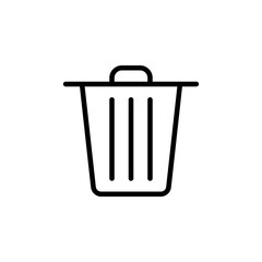 thin line trash bin icon on white background