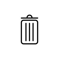 thin line trash bin icon on white background