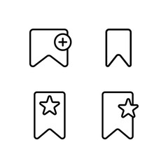 thin line bookmark icons on white background