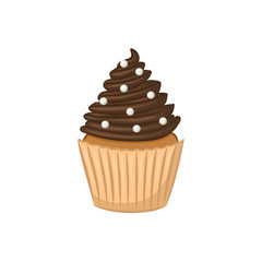 Cupcake. Cartoon icon. Isolated object on white background. Vector illustration.