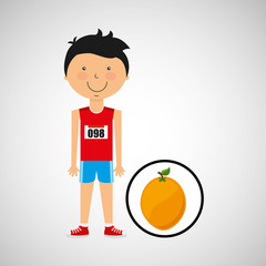 cartoon boy athlete with orange vector illustration eps 10