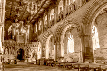 Fototapeta premium St Davids Cathedral Arches in Nave HDR Sepia Tone