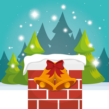 chimney house christmas icon vector illustration design