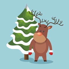 reindeer animal christmas icon vector illustration design