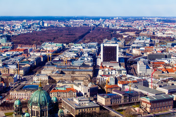 BERLIN, GERMANY - MARCH 22, 2015: Aerial bird eye view of the ci