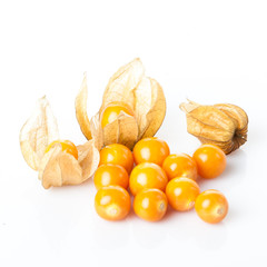Ripe physalis isolated on a white background.  Physalis peruvian