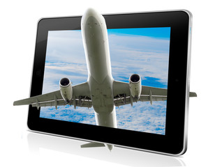 Vacation concept: Tablet Pc Computer with aeroplane