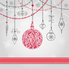 Christmas ball,garlands in greating card