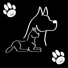 White silhouette of a dogs