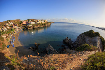 Sea bay and the beach of the village of Bali, the island of Crete, Greece.