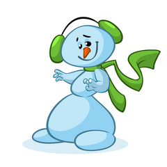 A vector cartoon snowman. Christmas character isolated