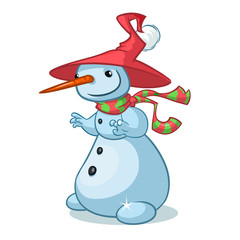A vector cartoon snowman illustration. Christmas character