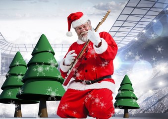 Santa playing electric guitar