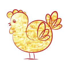 Gold fire Rooster. The symbol of the New year. It can be used to design t-shirts, bags, cards, poster and so on.