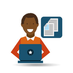 man afroamerican using laptop document media icon vector illustration eps 10