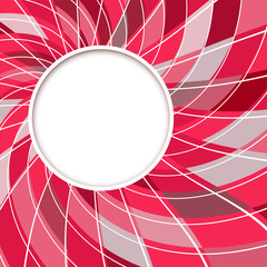Abstract white round shape with digital red and grey pattern.