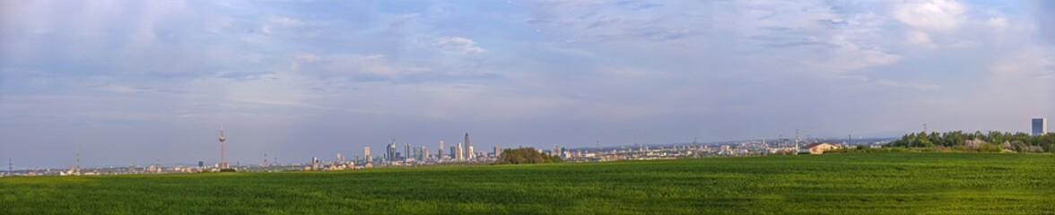 Fototapeta na wymiar view over acre to skyline of Frankfurt