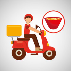 delivery boy ride motorcycle ramen vector illustration eps 10