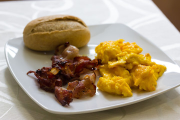 Scrambled eggs and bacon