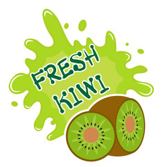 Fresh kiwi splash icon, logo, sticker. Fruit splashing isolated on white background. Vector illustration