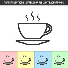 Simple outline transparent cup icon on different types of light backgrounds