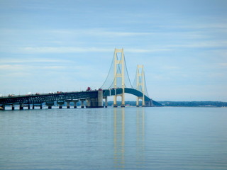 Mackinac Bridge in Michigan on a Partly Cloudy Day