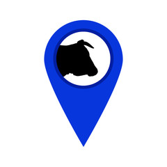 Geolocalizzazione blu _ perno geo _ punto mucca