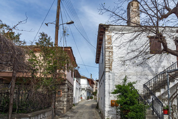 Fototapeta na wymiar Street in the village of Theologos,Thassos island, East Macedonia and Thrace, Greece 