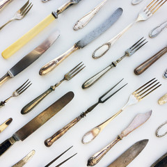 beautiful cutlery collection , old flatware set