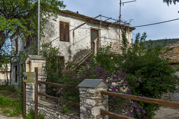 Old house and flowers in the village of Theologos,Thassos island, East Macedonia and Thrace, Greece  
