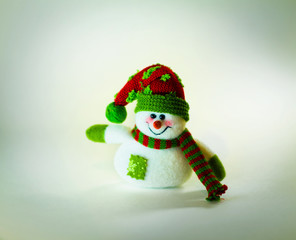 cute snowman with scarf on white background